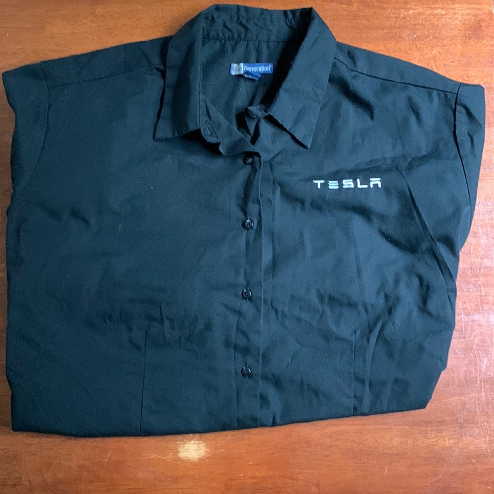 Black button down Tesla Shirt